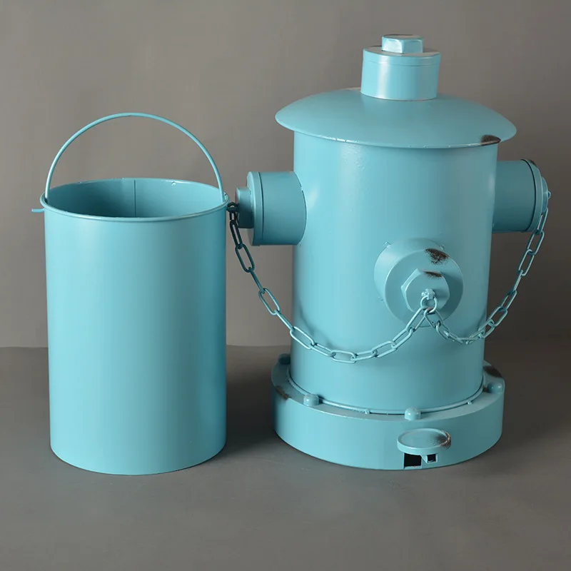 Vintage fire hydrant trash can ornament, iron mailbox model, industrial style creative home soft furnishing storage