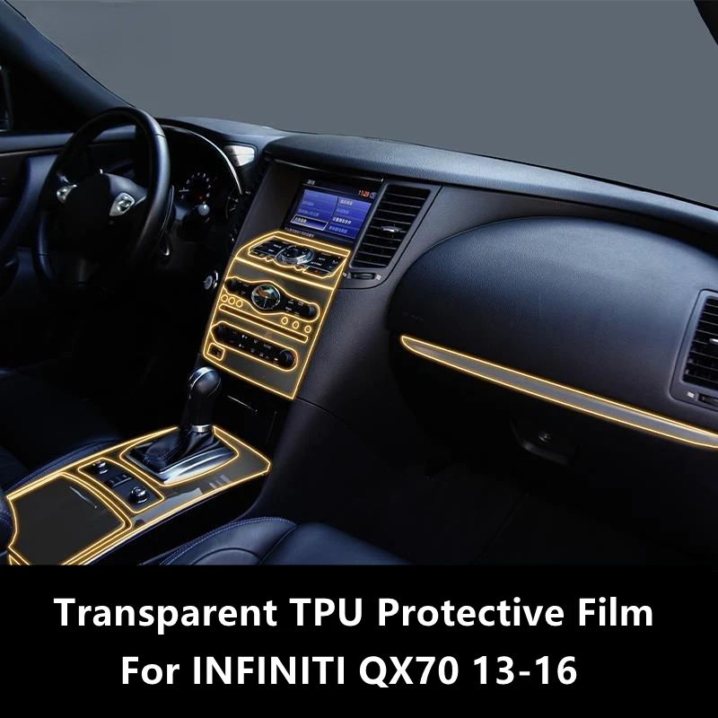 

For INFINITI QX70 13-16 Car Interior Center Console Transparent TPU Protective Film Anti-scratch Repair Film Accessories Refit