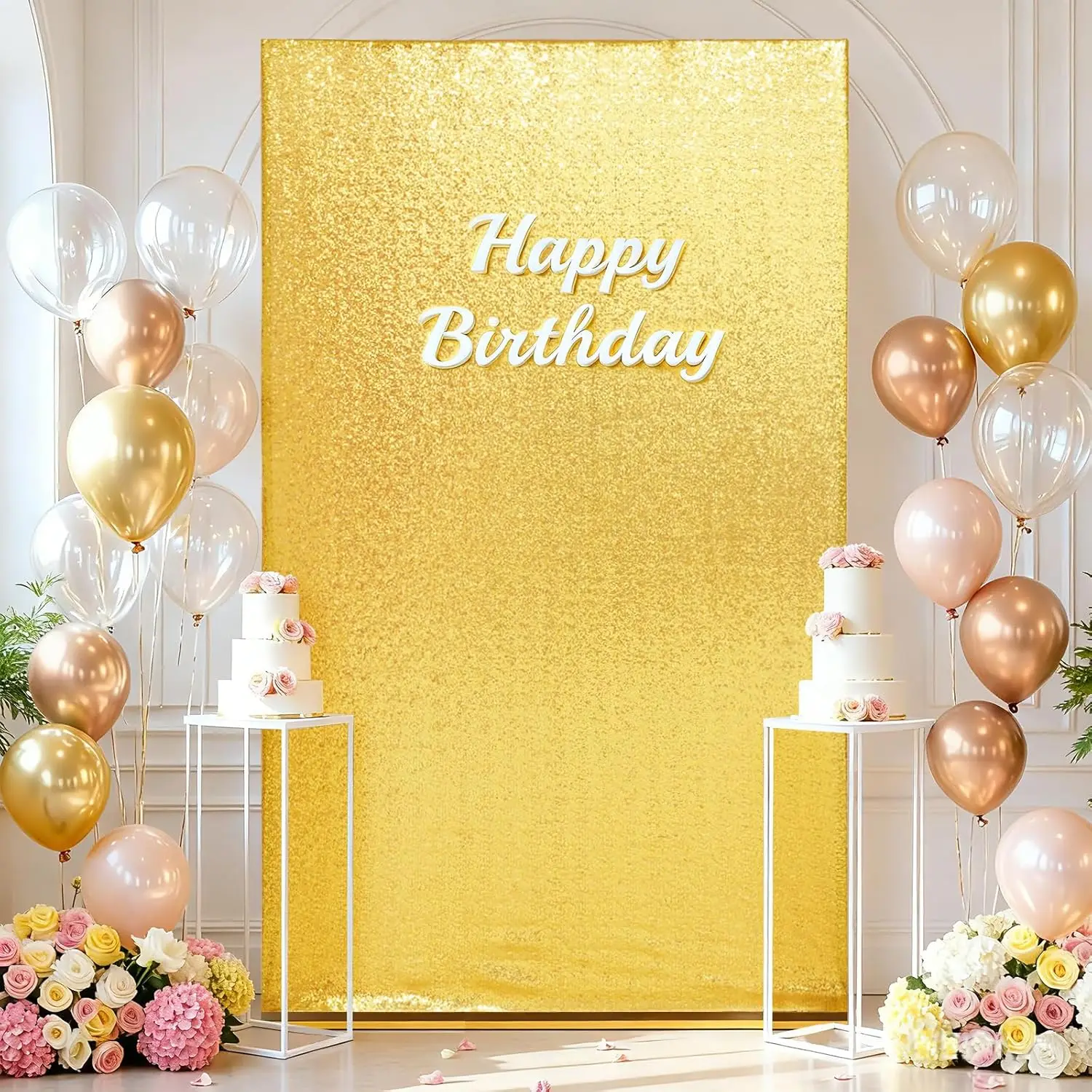 

Square Sequin Backdrop Cover Wedding Stretchy Backdrop Cover for Birthday,Baby Shower,Graduation Photography Background Decor