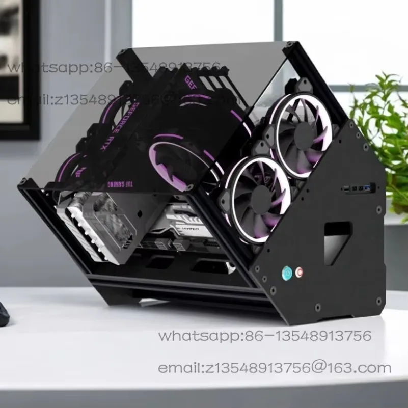45 ° Open Tilt Chassis DIY Aluminum Frame Personalized Translucent Water-cooled Outlet Rack