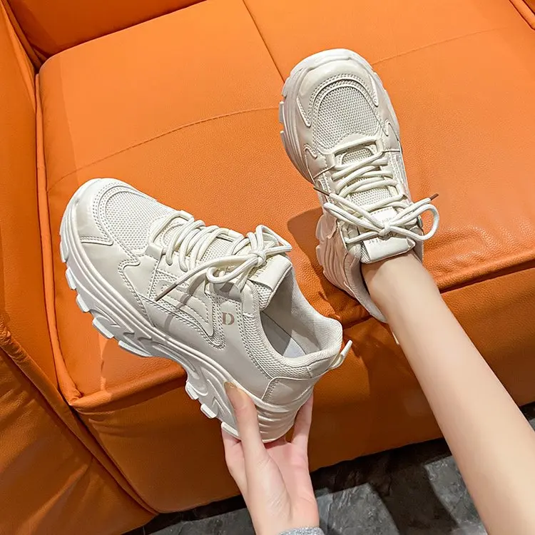 Dad's Women's 2024 Spring Summer New Thick Sole Women's Shoes Autumn Heightening Little White Shoes Women's Sports Shoes