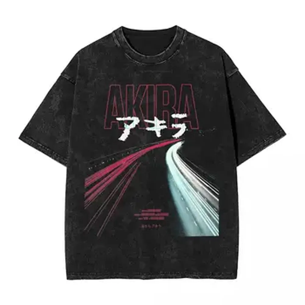 Camiseta gráfica Manga Akira, camisetas Harajuku Vintage lavadas de gran tamaño, ropa para hombres y mujeres, camisetas de manga corta de algodón puro