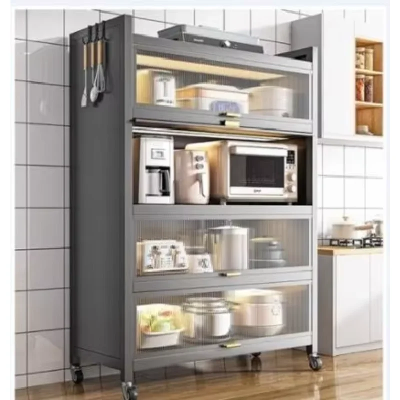 Factory Custom 5 Tier Kitchen Pantry Storage Cabinet Utility Storage Shelf Bookcase Microwave Rack Storage