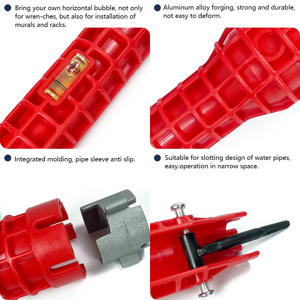 8/5 في 1 صنبور وحوض المثبت وجع المضادة للانزلاق مقبض مزدوج رئيس إصلاح وجع الحمام السباكة سخان المياه أداة مفتاح البراغي #4