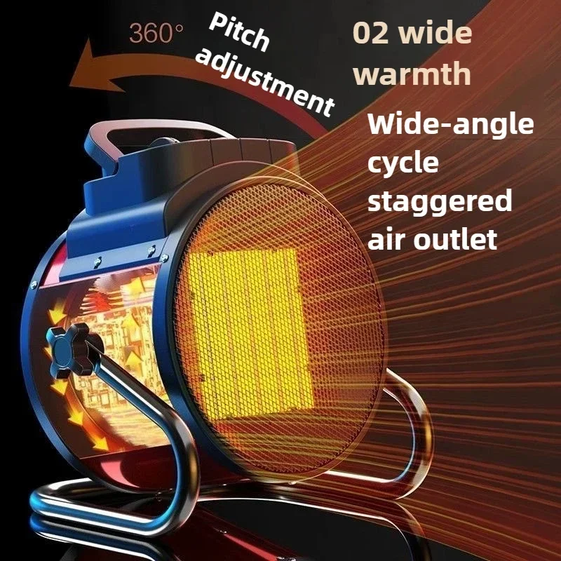 220V 2000W 3000W High-power Small Steel Gun Heater Household Heater Industrial Energy Saving Quick Heating Indoor Shaking Head