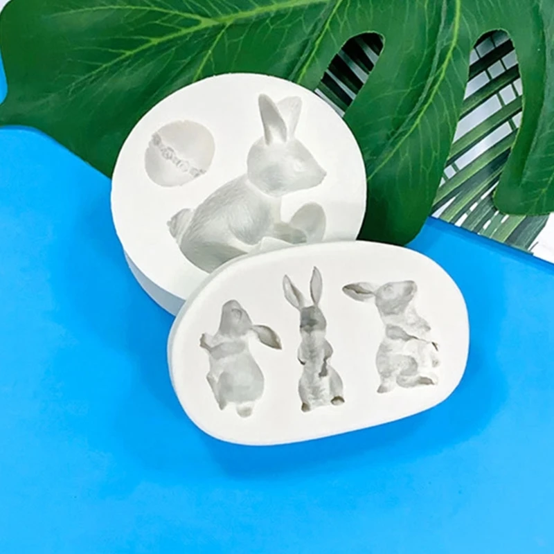 Cartoon Bunny Sugar Chocolate Fondant Mold Diy Baking Manual Glue Dripping Mold Food Grade Silicone Fondant Mould Cake Baking