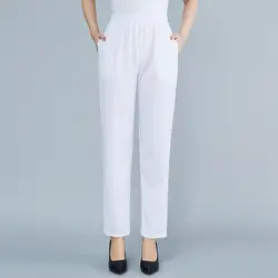 2024 nuovo semplice elegante estate tinta unita elastico a vita alta moda donna Versatile seta sottile sciolto pantaloni corti dritti