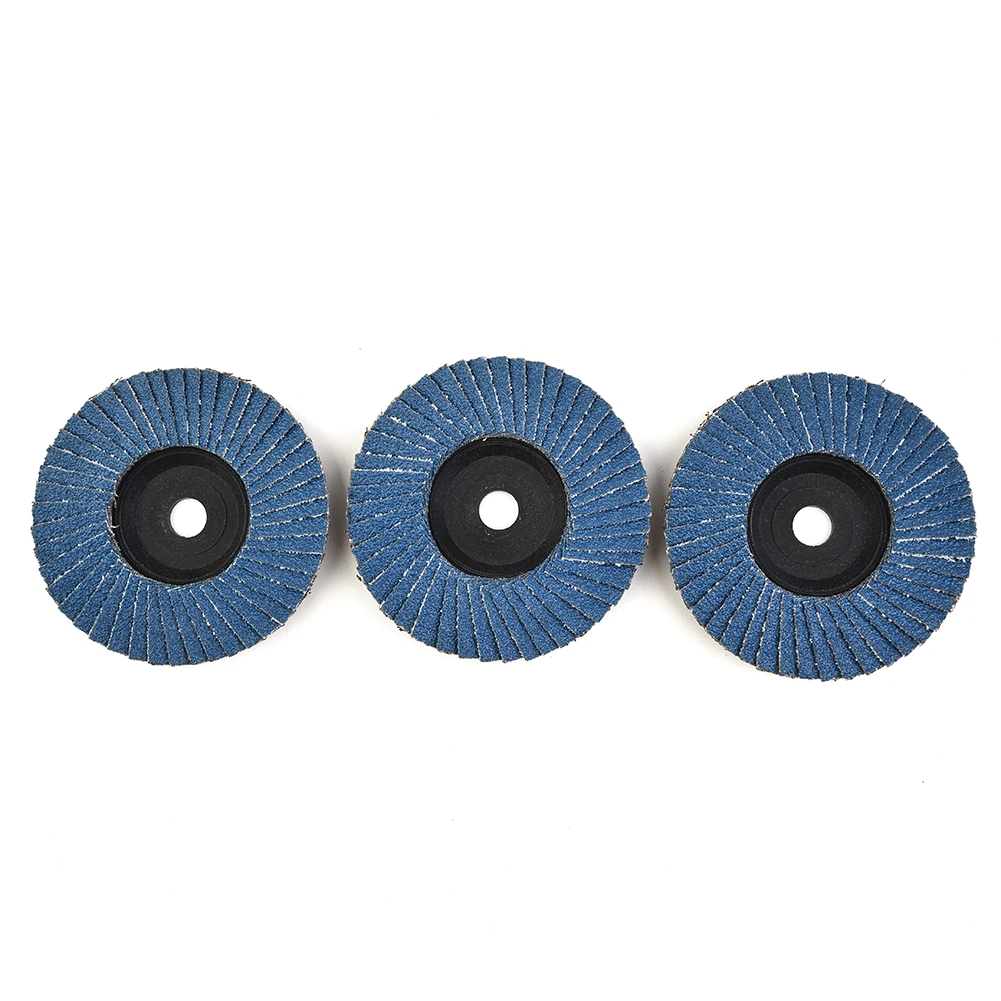 80 Grit Grinding Wheel Hole 10mm 3pcs 75mm Blue Wood Cutting Flap Discs Flat Sanding Discs Spare New Practical