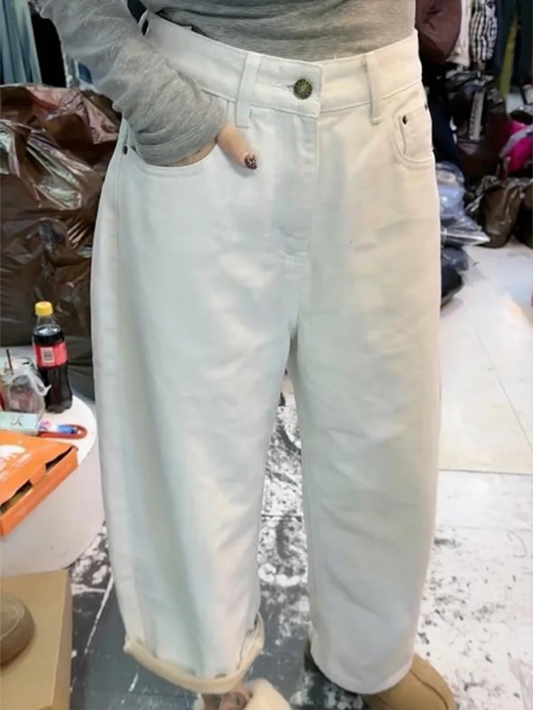 Hoge taille hoge elastische wijde pijpen denim jeans dames plus size cact herfst winter nieuwe Sle Harlan andma broek woon-werkverkeer