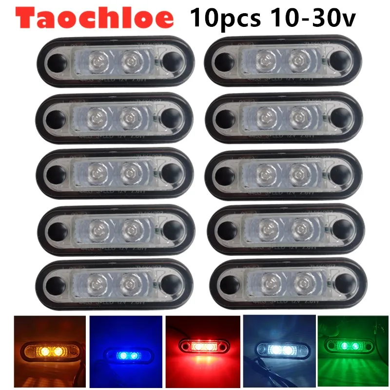 

10pcs IP68 10-30V LED Side Marker Lights Clearance Rear Tail Brake Indicator Turn Signal Lamps Truck Trailer Tractor side lights