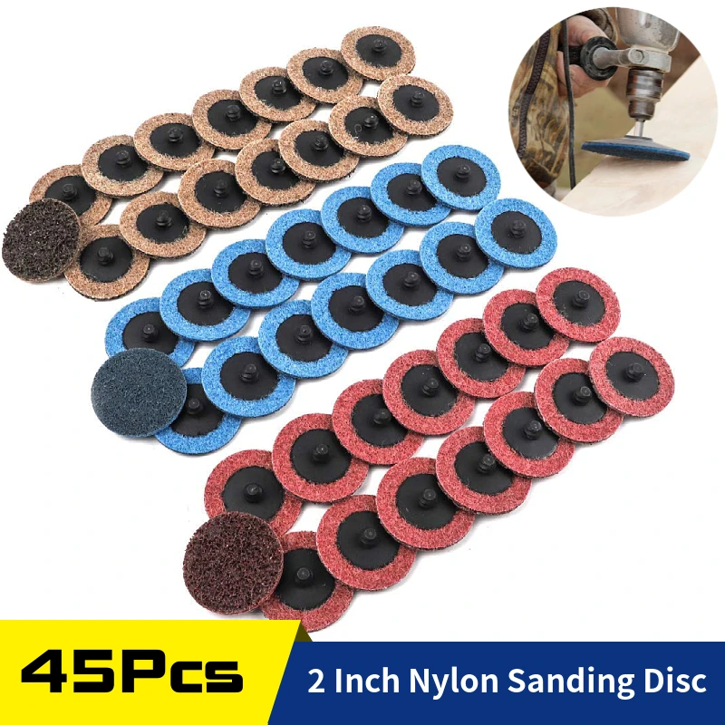 

2-inch Surface Conditioning Discs Nylon Sanding Discs Quick Change Discs,for Grind Polish Finish Burr Rust Paint Removal, 45Pcs