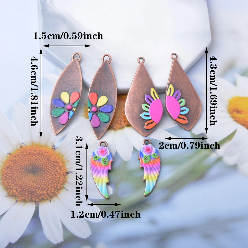 10 Stück Böhmischer Stil Antik Silberfarbene Stein- und Acryl-Anhänger Zinkmetall-Ohrringe Anhänger Zubehör DIY Damenschmuck – Detail 4