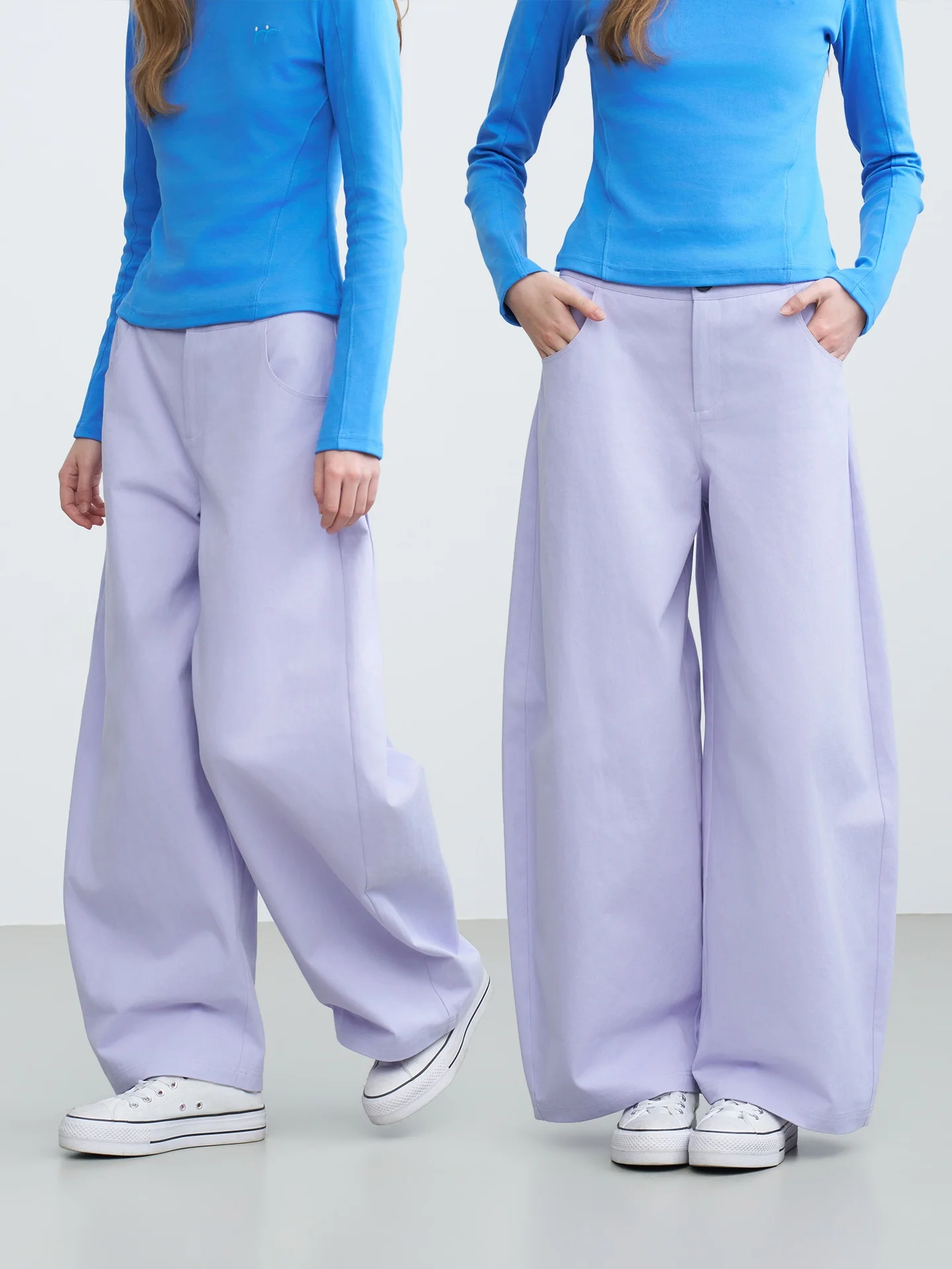 Riverstone plus Loose Wide Leg Casual Pants Women's  Color Side Accordion Pleat Dopaamine Casual Trousers Low Waist Cotton