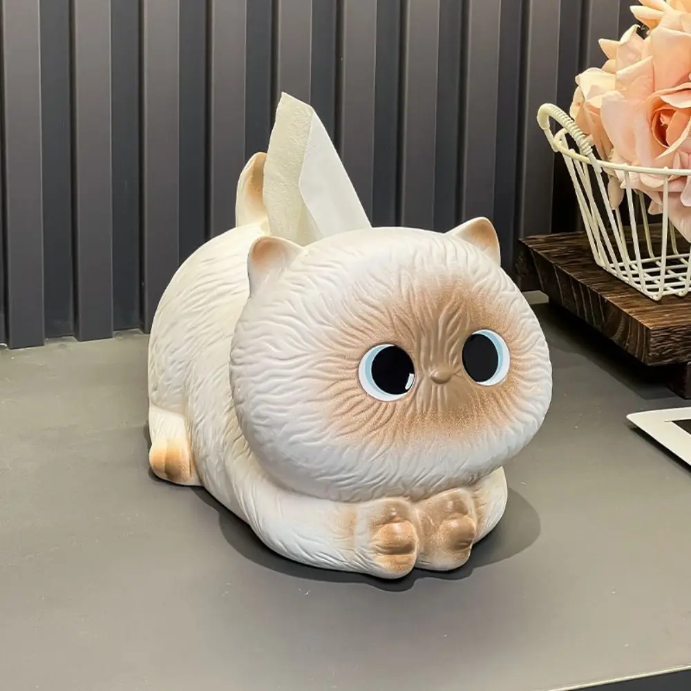 

Creative Ceramic Cat Tissue Box Modern Kawaii Napkin Paper Box Decorative Towel Organizer Living Room