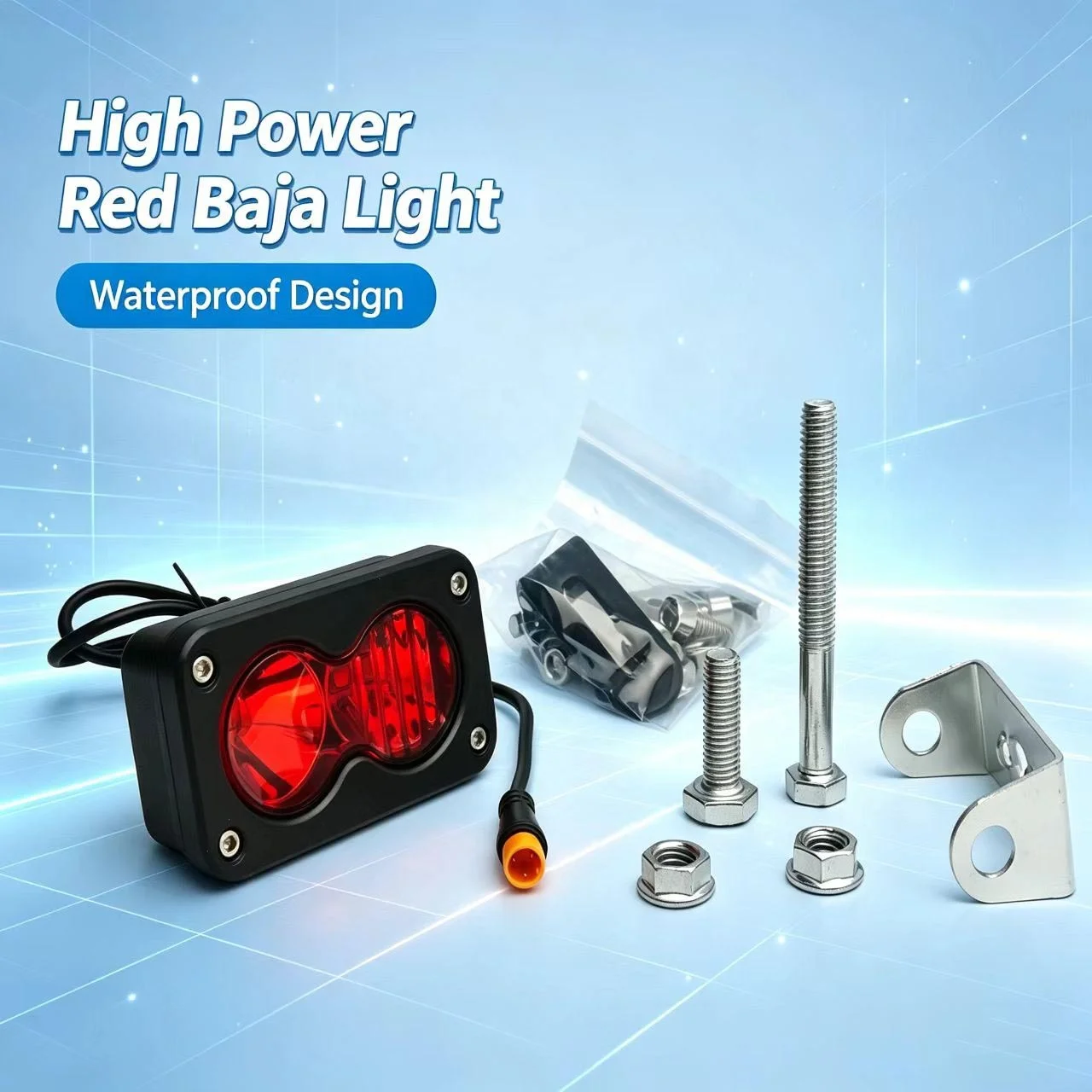 Wintai-Tech Ridstar Q20 1800W Male Plug Red Baja Light 3pin Baja Light with Mount
