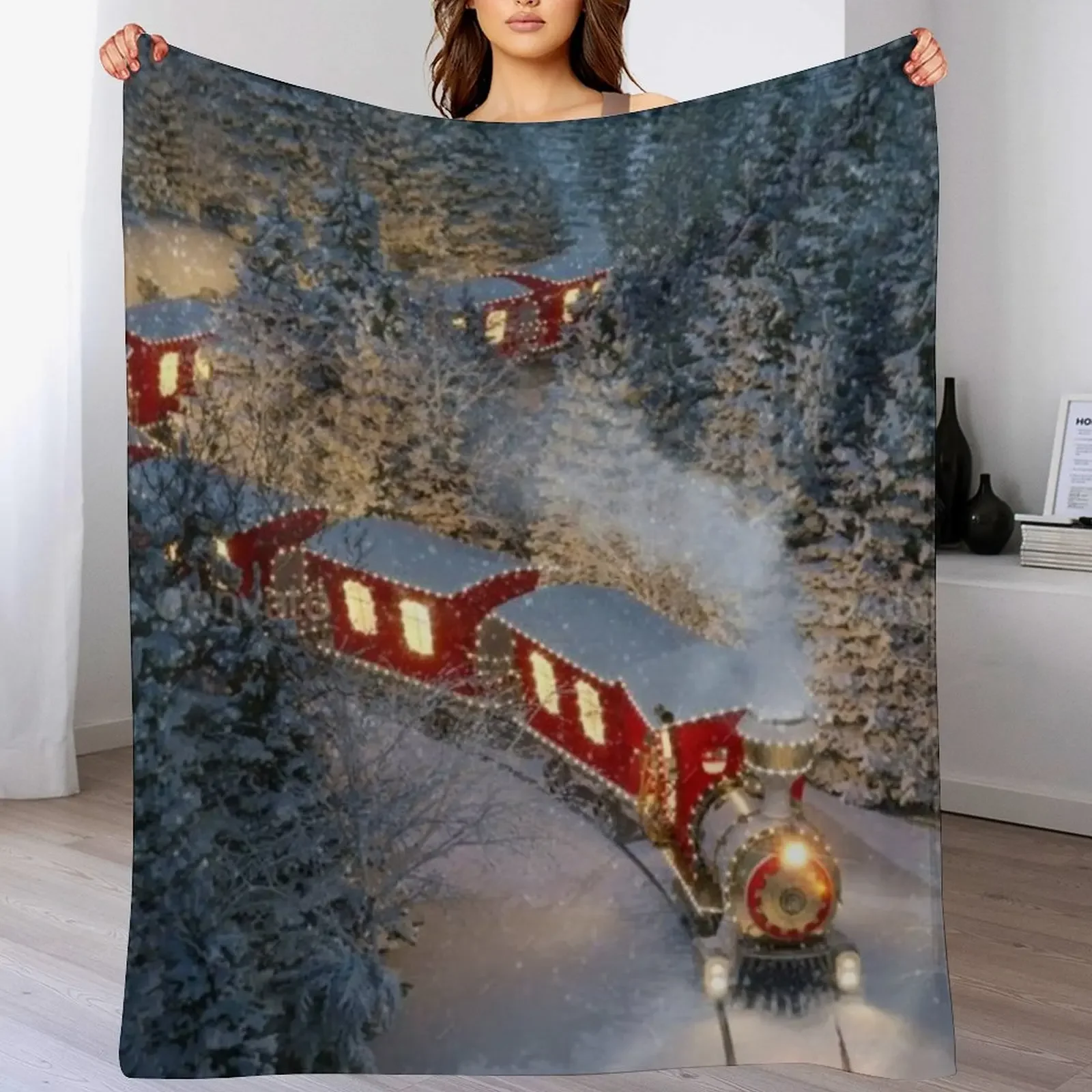 

Christmas Train Throw Blanket Picnic Softest Sofa Throw Luxury Thicken Blankets