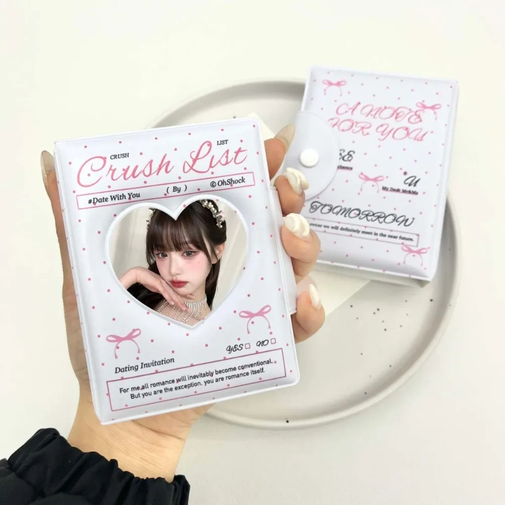Neues Love Bow-Kartenalbum, 7,6 cm, Mini-PVC-Fotokartenbinder, Sammelkartenalbum, Postkartenbuch, Idol-Karte, Sammelbuch