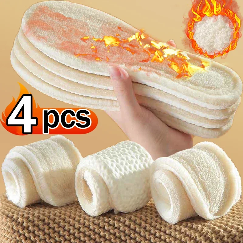 

Winter Thicken Warm Insoles Women Men Thermal Plush Sports Shoe Pads Cushions Elastic Wool Self-heating Massage Insert Padding
