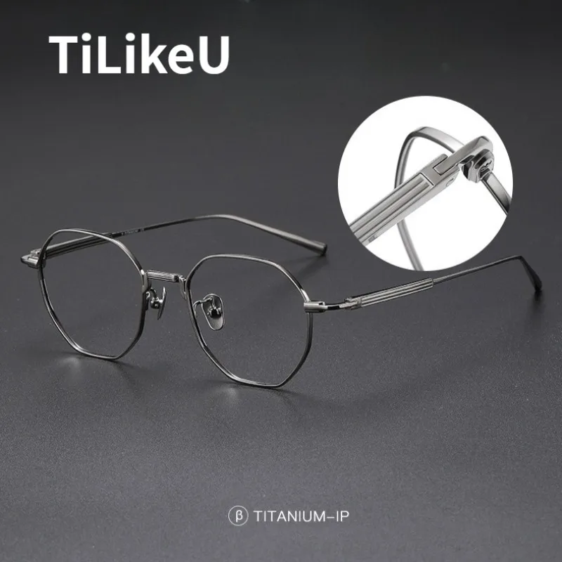 

Vintage Ultra-light Pure Titanium Eyeglasses Frames Men and Women 2025 Japanese Designer Handmade Polygonal Pure Titanium Frames