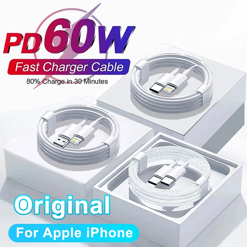 Apple Oryginalny kabel do szybkiego ładowania PD 60W do iPhone’a 17 16 15 14 13 12 11 Pro Max X XS XR 8 Plus…