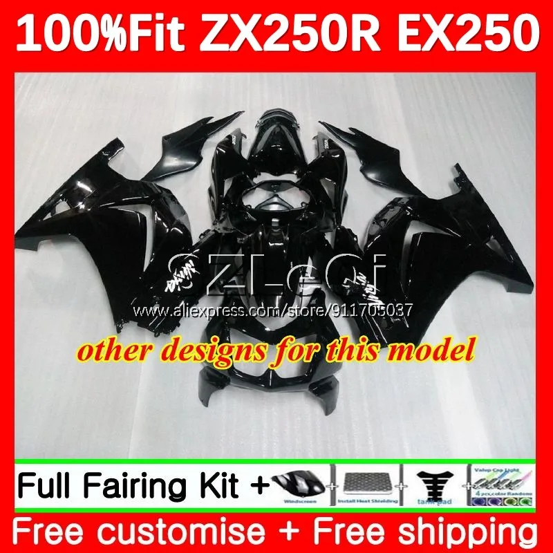 Iniezione Per KAWASAKI NINJA EX ZX 250 R Rosso nero 250R ZX250R 08 09 10 11 12 92No.13 EX250R 2008 2009 2010 2011 2012 Carenatura