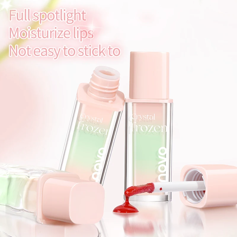 NOVO Crystal Frozen Glossy Lip Gloss, Moisturizing Lip Serum, Lightweight Non-Stick, Perfect Lip Makeup
