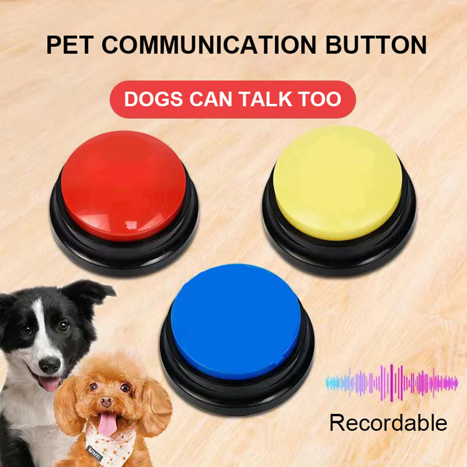 Recordable Sound Button Dog Interactive Toy Educational Toy Recorder Playback Cat Voice Recording Button for Kids Learning