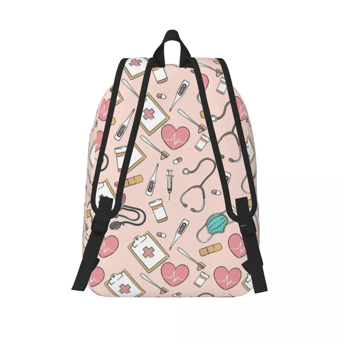 Sac à dos en tissu rose pour infirmière, sac à dos avec poche pour étudiant, sac à dos d'affaires pour hommes et femmes, sacs en toile pour collège, mode temporelle