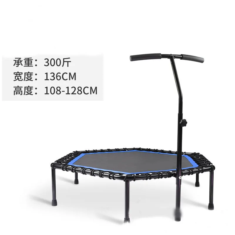 

48" Fitness Trampoline with Adjustable Handle Bar, Silent Trampoline Bungee Rebounder Jumping Cardio Trainer Workout for Adults