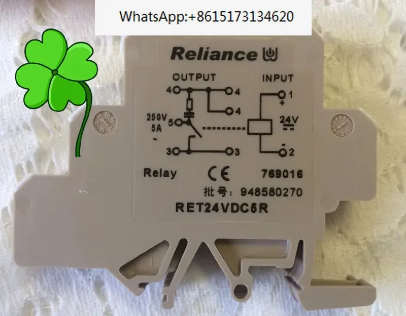 2 pieces Spot Reliance Ruilian 769016 RET24VDC5R 1NO Rail Mount Thin Plate Relay