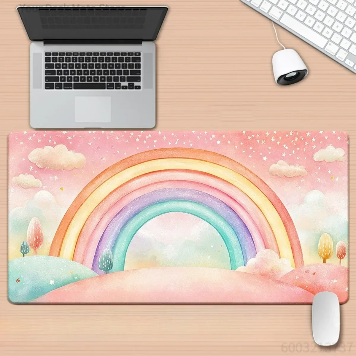 

Modern Rainbow Rubber Desk Mat Waterproof Non-Slip Base Ideal for Gaming Office Home Workspace Accessory
