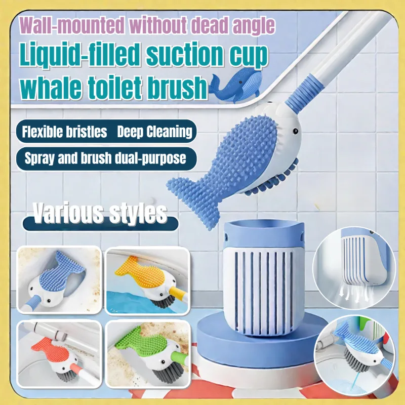 

Household Suction Cup Hollow Base Toilet Brush Liquid Filled All-Around Silicone Toilet Brush