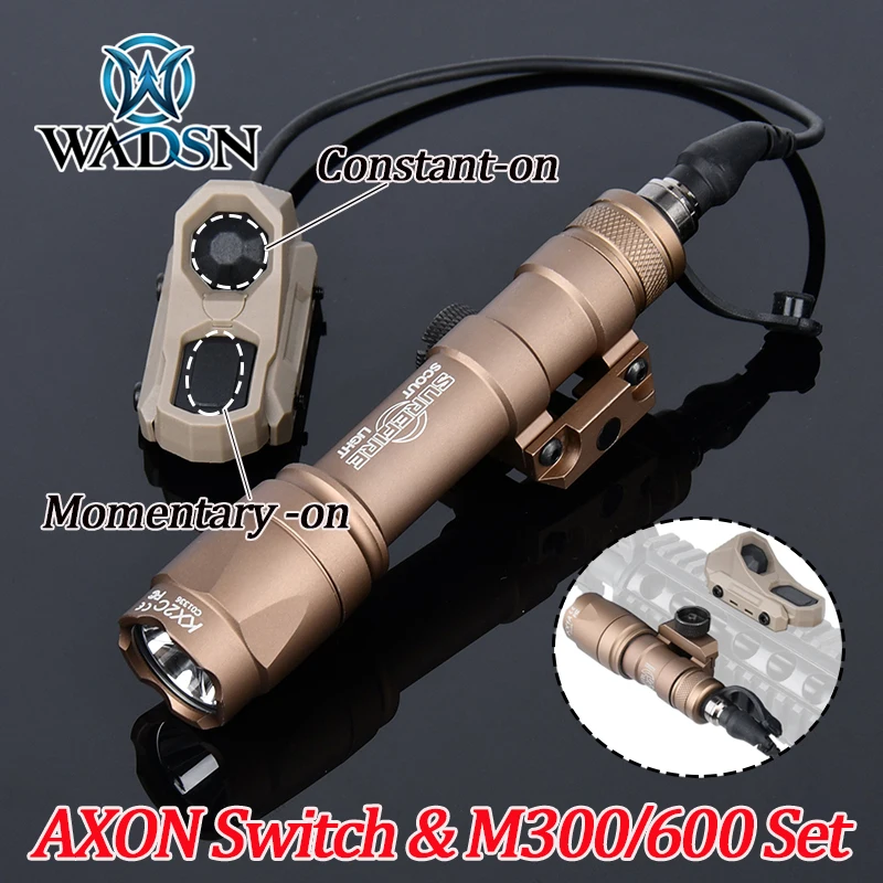 

WADSN Airsoft SF M300 M600 Flashlight AXON Pressure Switch Fit 20mm Rail MLOK KEYMOD Tactical Hunting Surefir M300B Weapon Lamp