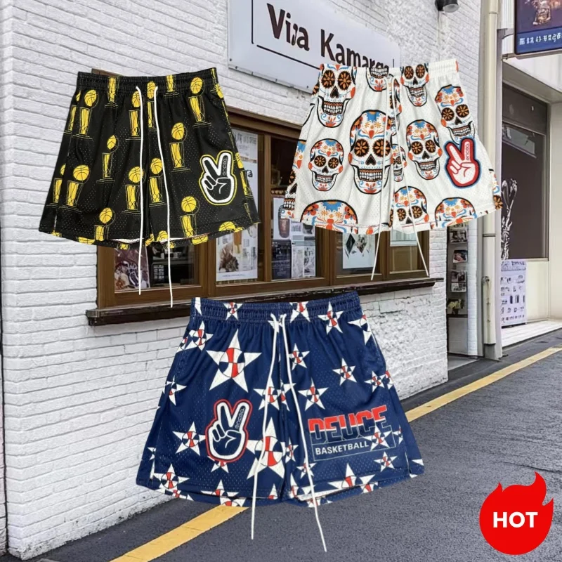 

North American Basketball Shorts Fabric Printing Large Mesh Breathable Motorcycle Quick-drying Pants Tide