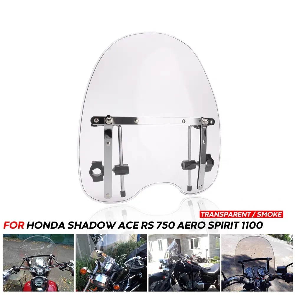 

Universal Motorcycle Smoke 7/8"&1" Windshield Windscreen For Harley Honda Shadow ACE 750 Aero Spirit 1100 Suzuki Yamaha Dyna
