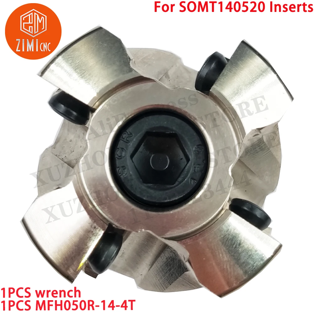 1PCS MFH050R-14-4T Face Milling Cutter Milling Tool For SOMT140520 Inserts CNC Tool Carbide Milling inserts MFH050R + 1PC wrench