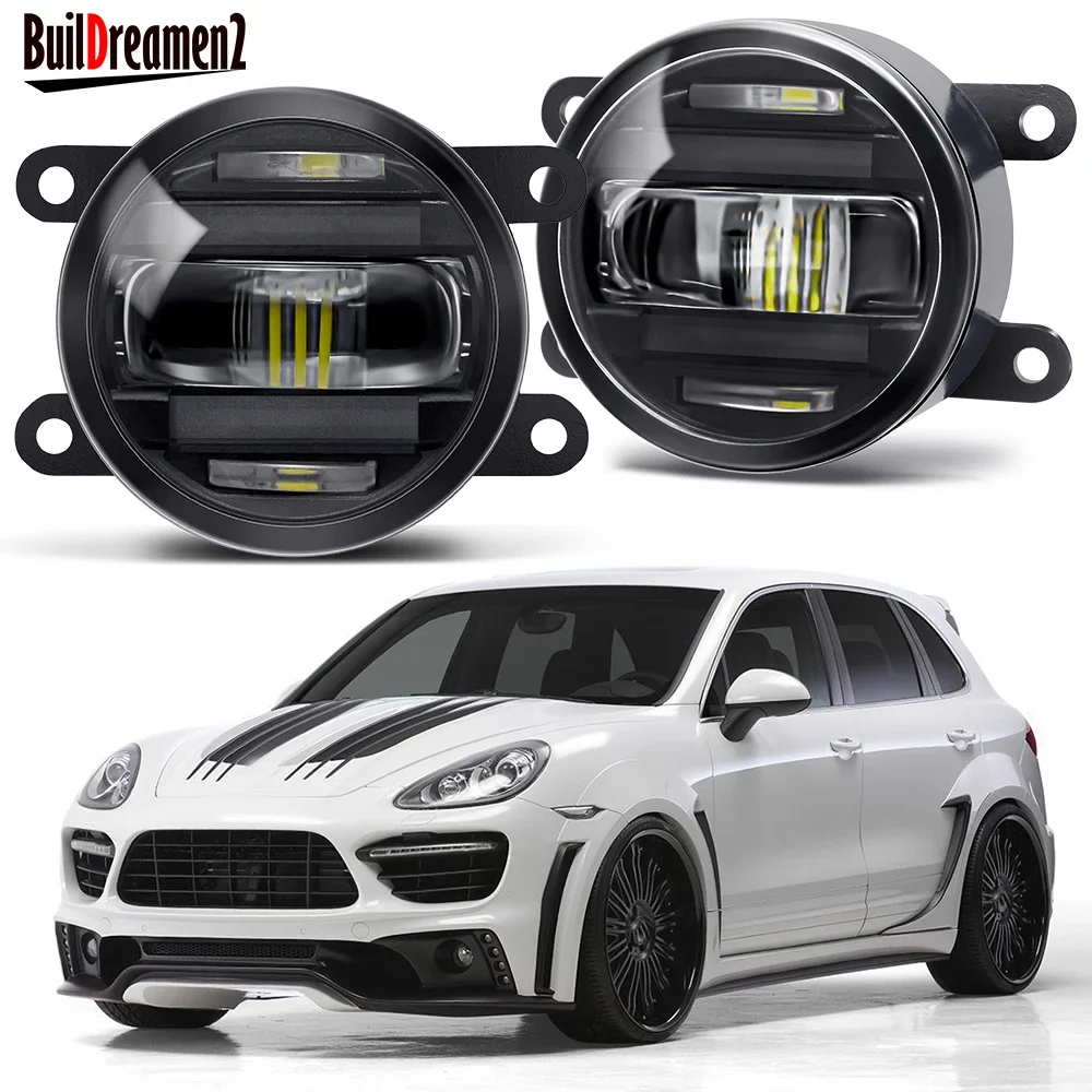 

2IN1 Design Fog Light Assembly DRL For Porsche Cayenne 92A 958 2010-2015 Canbus Aluminum Car Front LED Fog Daytime Running Lamp