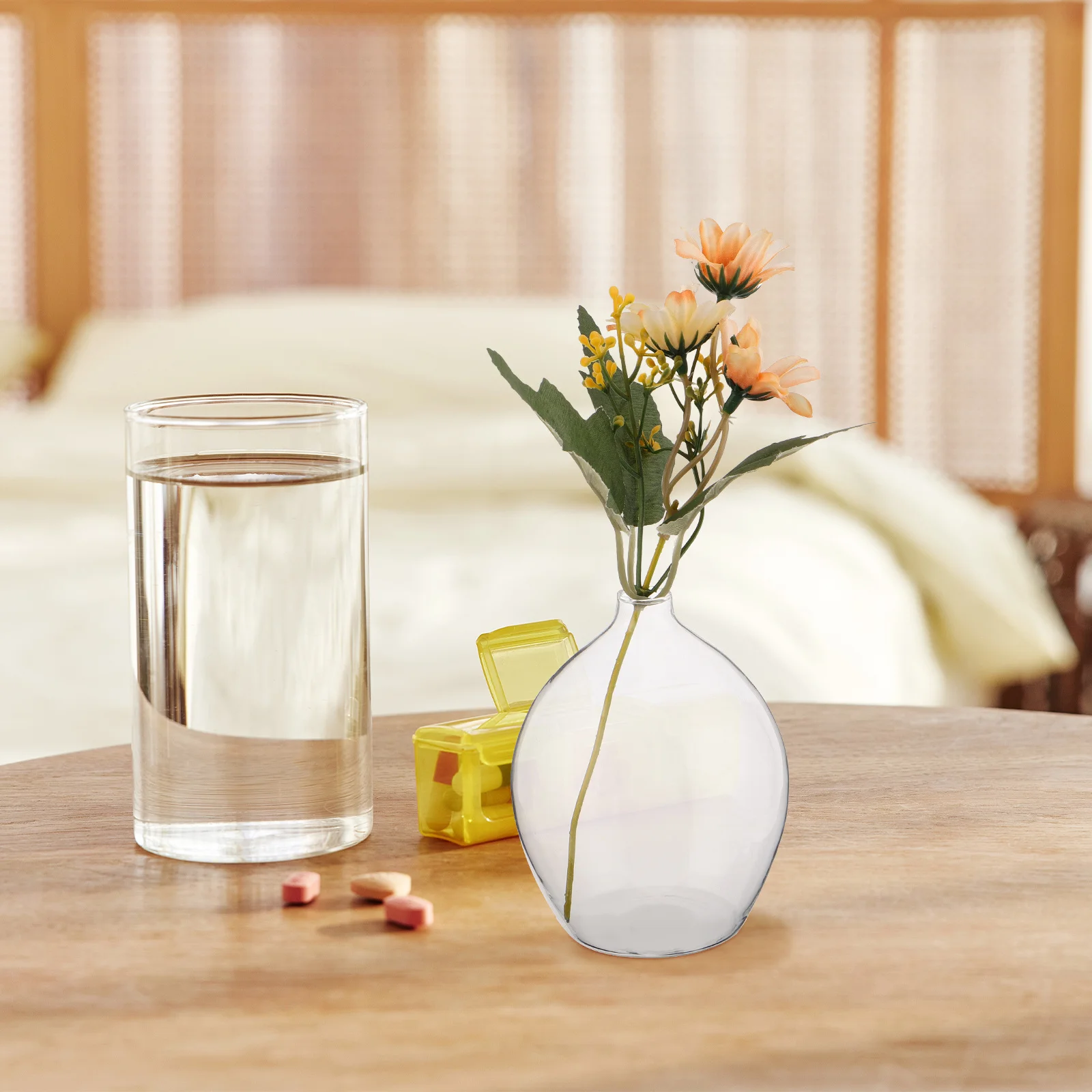 

Sleek Small Mouth Glass Vase Designed for Hydroponic Plants and Cut Flowers Minimalist Transparent Look Enhances Tabletops