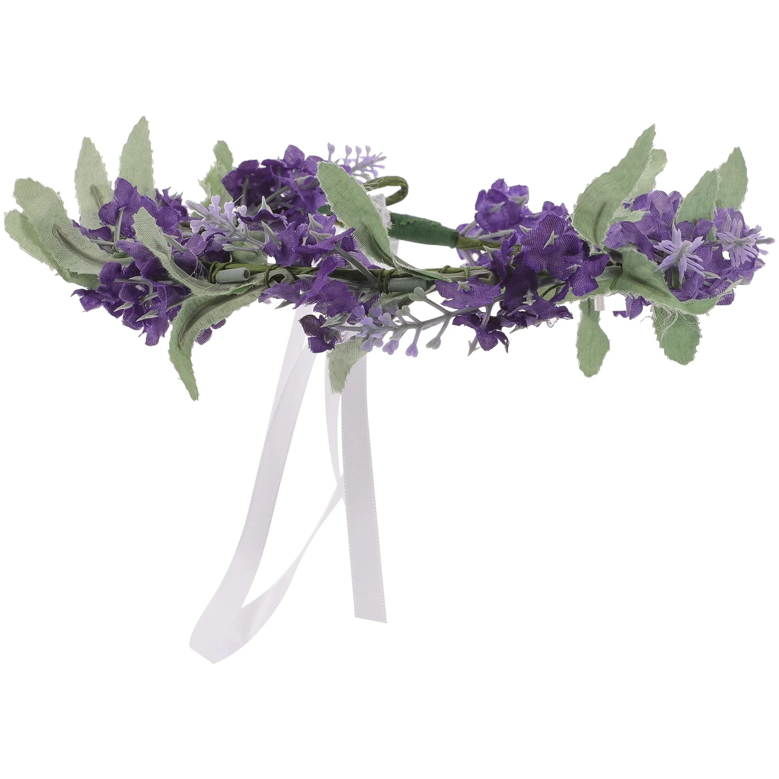 

Lavender Floral Headband Crown Wreath Hair Accessories Bridal Dried Flower Headdress Women Girls Adult Wedding Party Prom