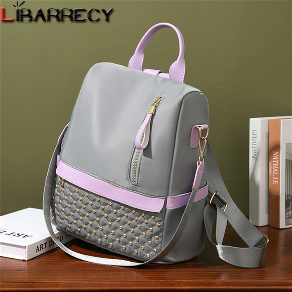 Panelled Diamond-encrusted Design Ladies Backpacks with Large Capacity High Quality Oxford Cloth Ladies Anti-theft Backpacks Sac