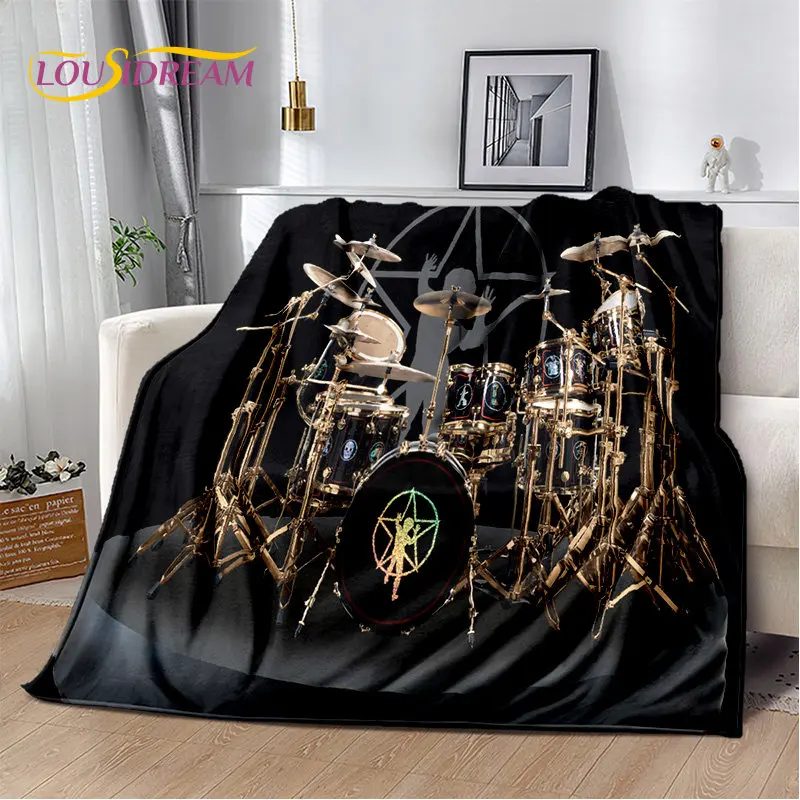 Drum Kit Music Instruments  Soft Plush Blanket,Flannel Blanket Throw Blanket for Living Room Bedroom Bed Sofa Picnic Cover Kids