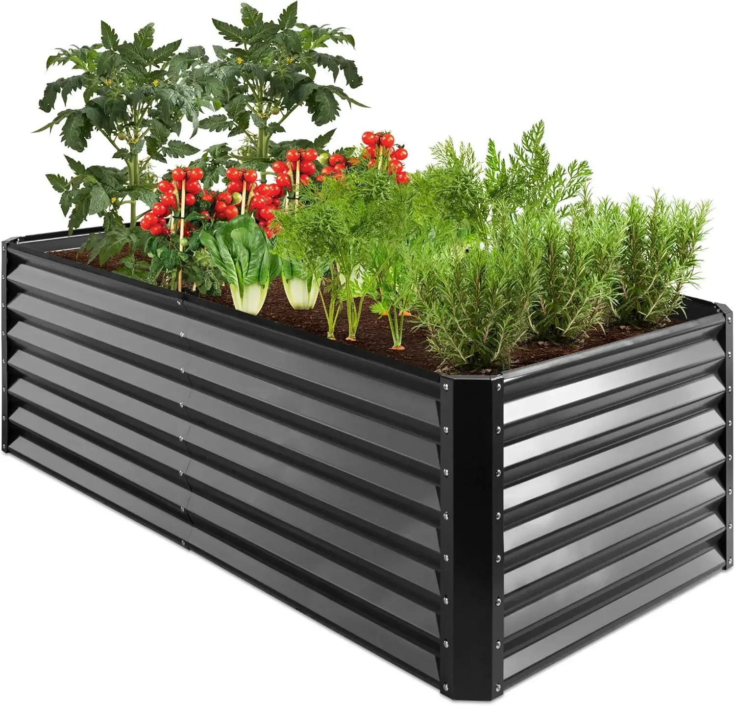 6x3x2ft Outdoor Metal Raised Garden Bed, Deep Root Box Planter for Vegetables, Flowers, Herbs, and Succulents w/ 269 Gallon Gray