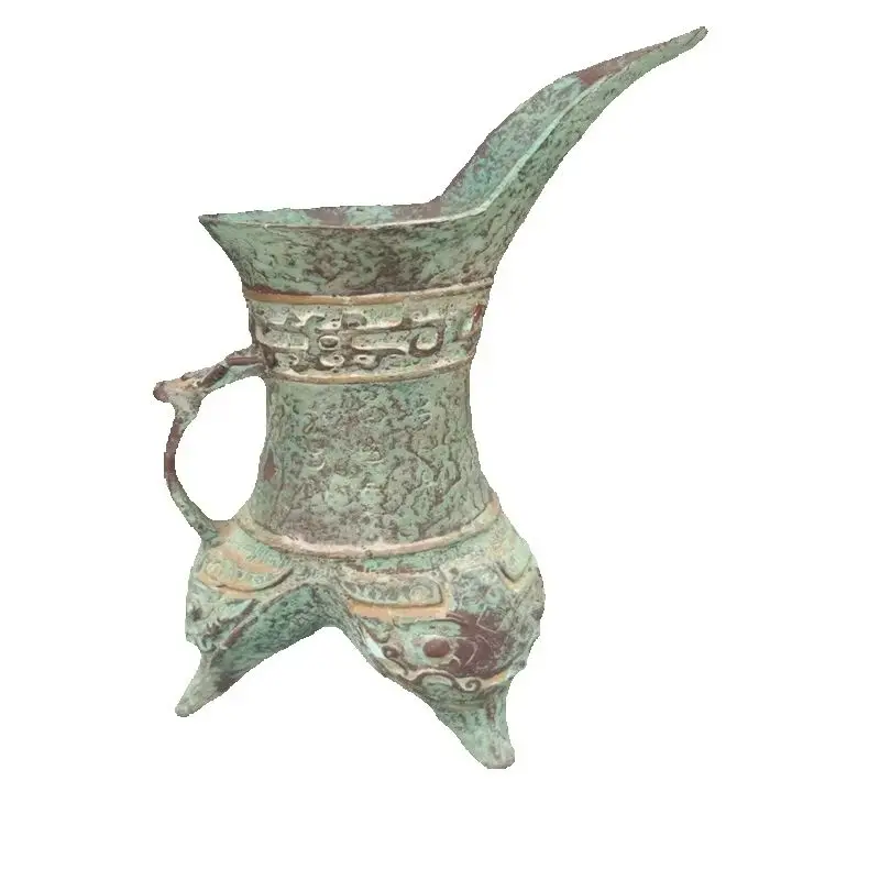 

A bronze Wine Bottle , an old imperial three legged wine cup from China,Collectibles from rural