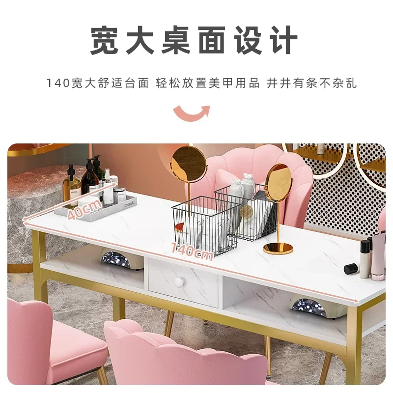 Nail table and chair set Japanese imitation marble table for single and double people
