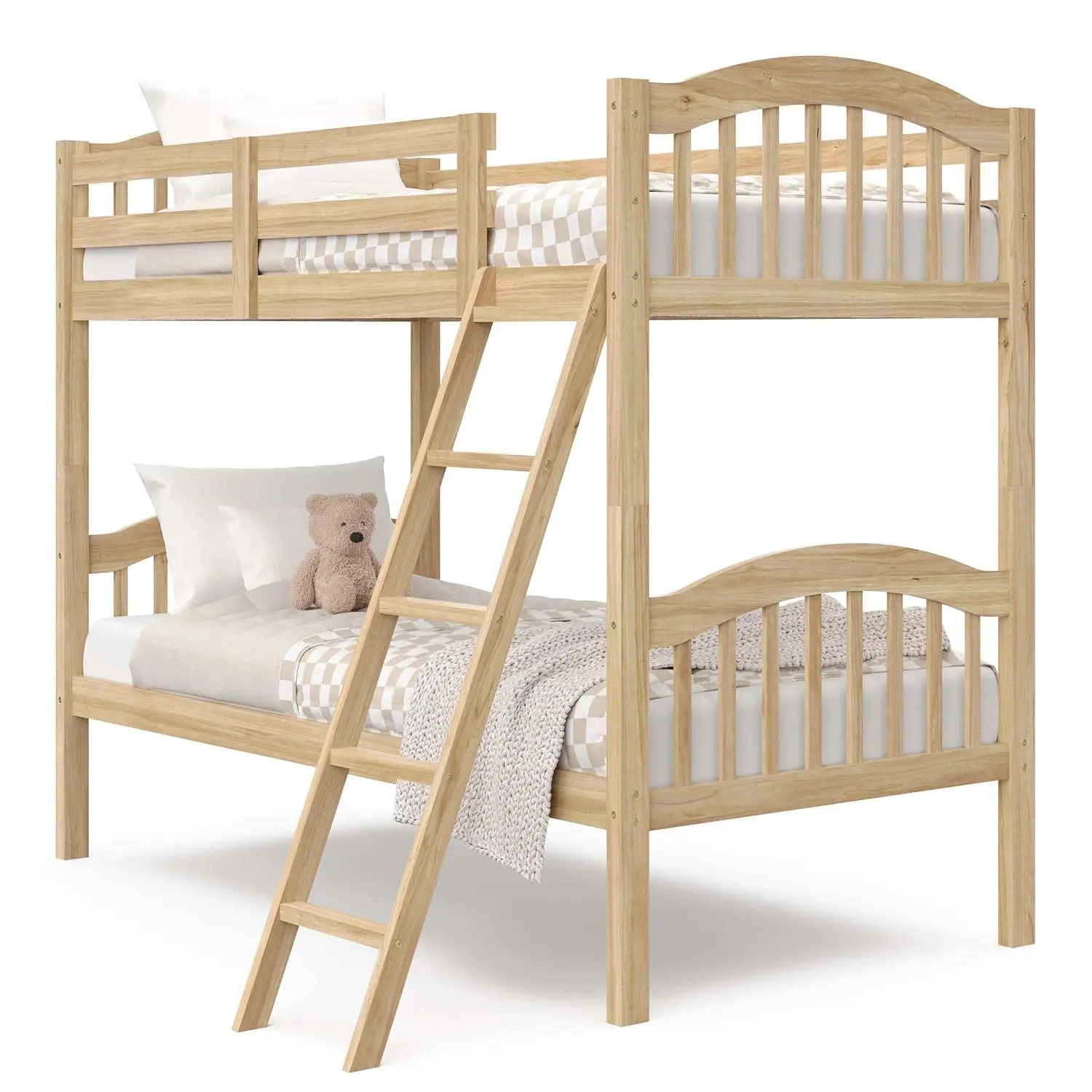 

Long Horn Twin-Over-Twin Bunk Bed (Natural) Converts to 2 Individual Twin beds Designed to fit any standard twin mattress