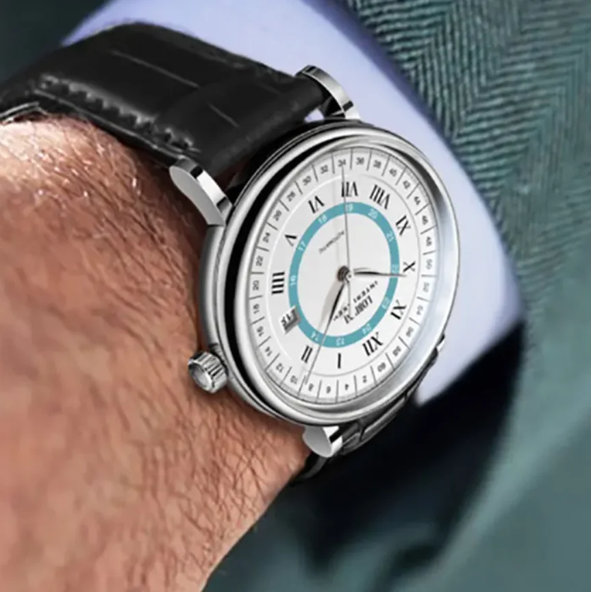 LOBINNI Men Automatic Watch 42mm Mechanical Wristwatch 50M Waterproof Sapphire Mirror ST16 Leather Strap