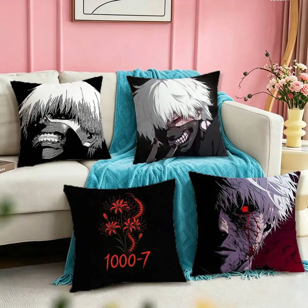 T-Tokyo Ghoul K-Kaneki Mask Ghoul  Square Double-Sided printed Pillow Case Bedroom Bedside Pillow Sofa Cushion Cover