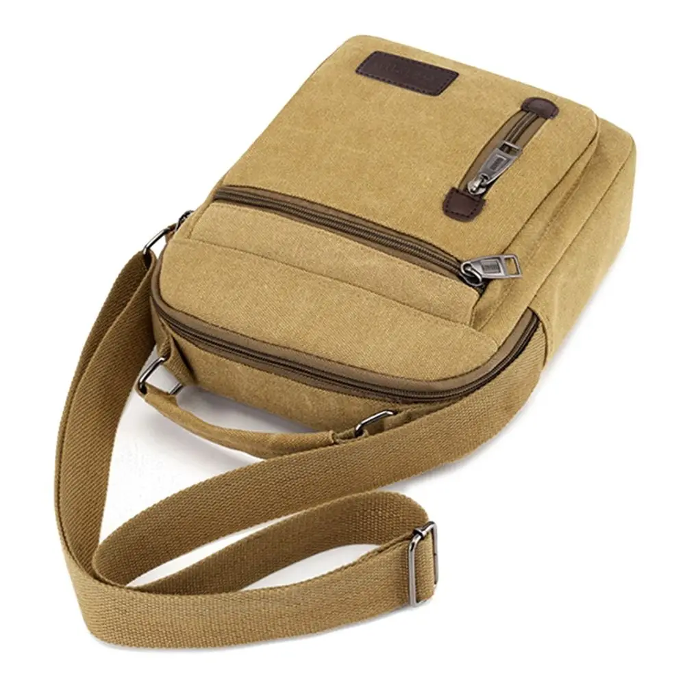 Creative Canvas Men Shoulder Bags Tote Wear-resistant Travel Crossbody Bag Large Capacity Multi Pockets Tool Satchel Bag 3