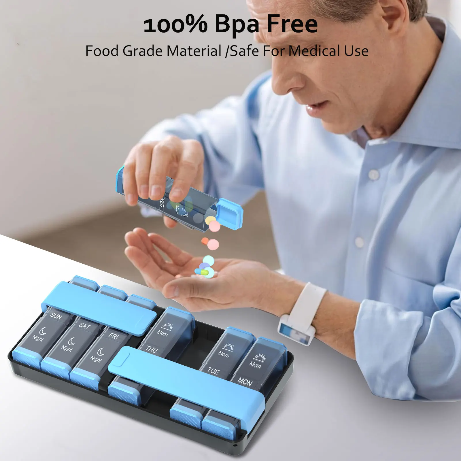 New Weekly Portable Travel Pill Cases Box 7 Days Organizer 14 Grids Pills Container Storage Tablets Vitamins Medicine Fish Oils