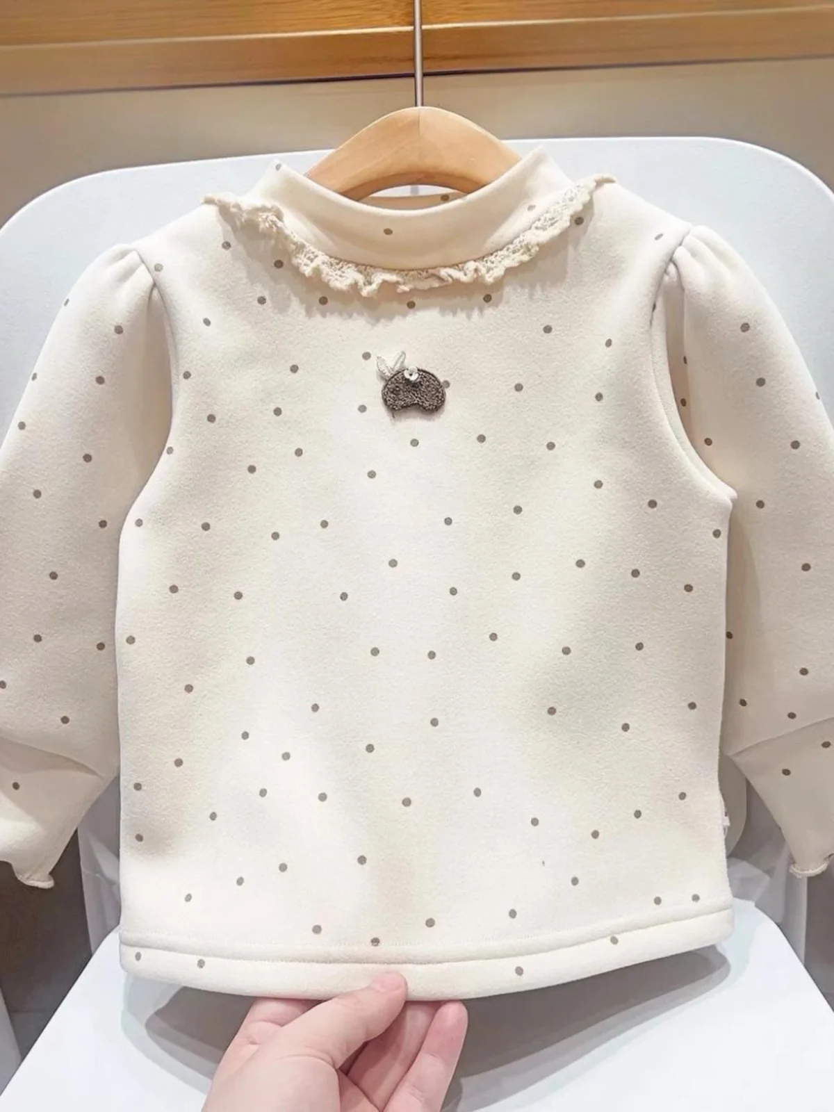 

Lace f High Collar Thiened Color Base irt for Girls Autumn Winter Faionable Silk Long Sve Cotton Blend Top